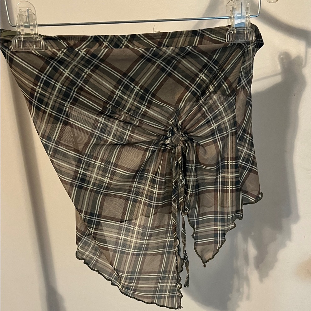 Plaid Asymmetrical Skirt